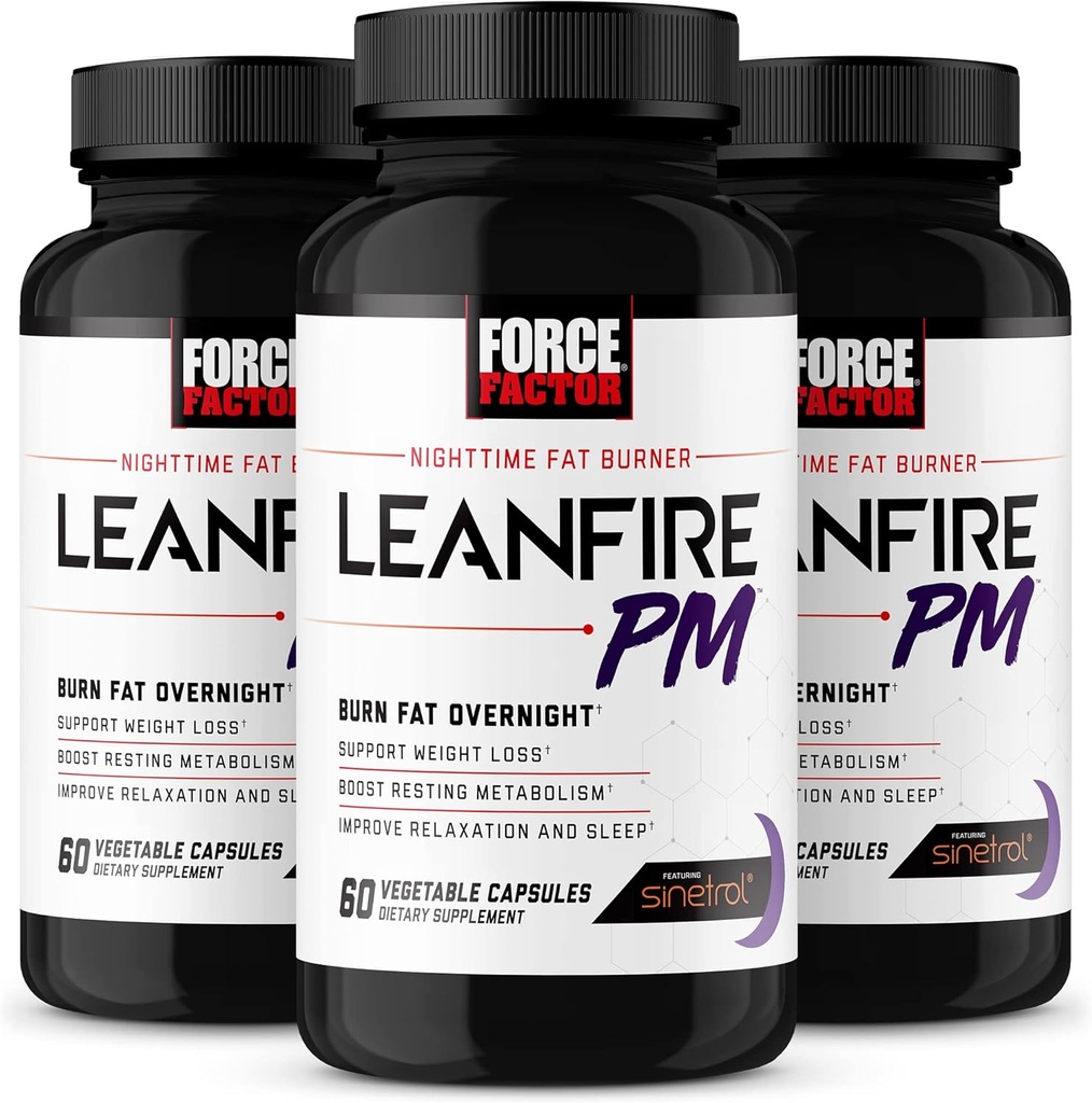 Force Factor LeanFire PM, laihtuminen pillereitä naisille ja miehille, rasvanpolttaja ja yön yli laihtuminen pillereitä polttaa rasvaa, lisätä aineenvaihduntaa, ja parantaa unta uskomattomia tuloksia, 60 Count (Pack of 3)