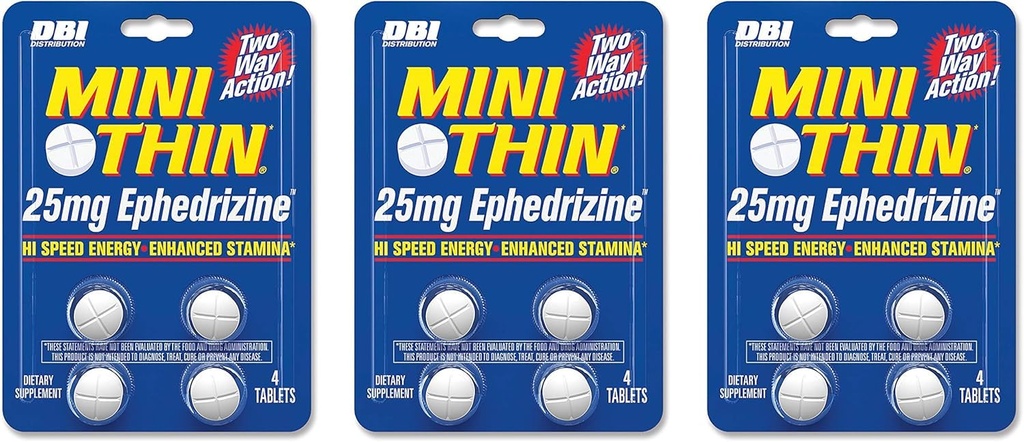 Mini ohut DBI Distribution Two Way Action 25 mg efedritsiini - 4 Count Läpipainopakkaus - 3 pakkaus