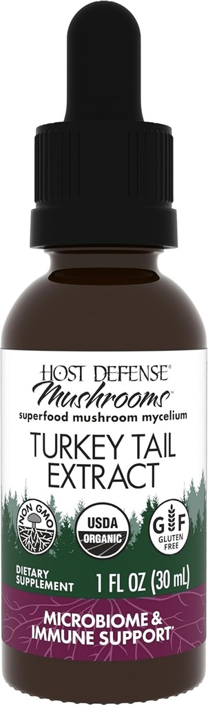 Host Defense Turkey Tail Extract - Ruoansulatuselimistön ja immuunivasteen tuki täydentää - sieni täydentää Gastrointestinal & Gut Microbiome Support - 1 fl oz (30 Servings) *