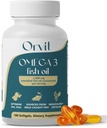 ORVIT Omega 3 Fish Oil Softgel 2000 mg - Ultimate EPA DHA Supplement for Miehet ja naiset - Burpless - No Fishy Taste - Ei maku 180 Softgels - Organic, Non GMO - Made in the USA