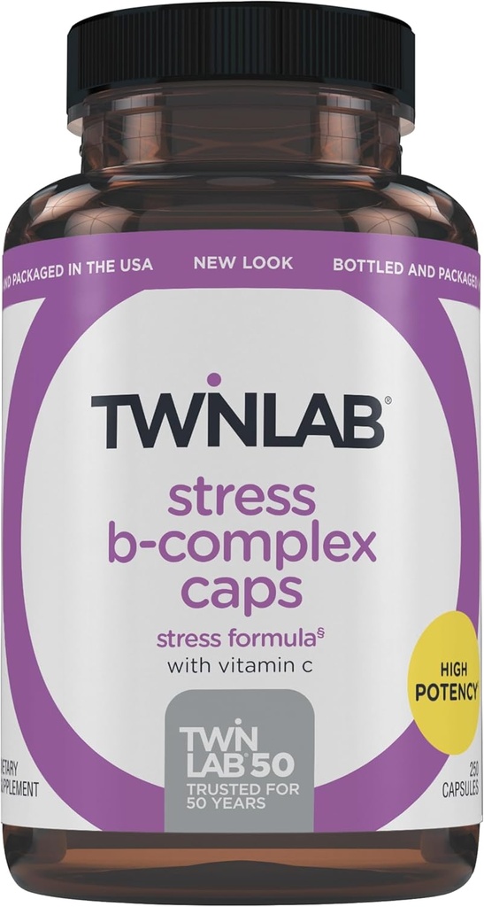 Twinlab Stressi B-komplex Caps - Energy Support Supplement B12 ja B6-250 kapselit