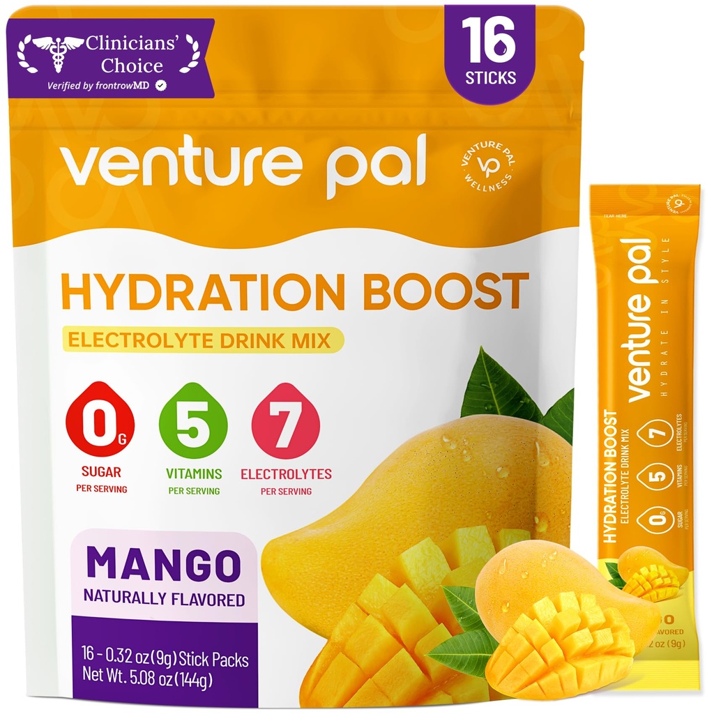 Venture Pal Sugar Free Electrolyte Powder Packets - Liquid Daily IV Hydration Packets 