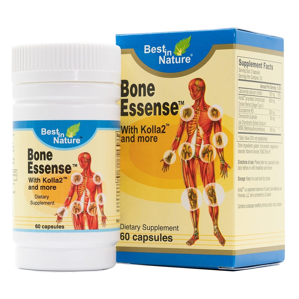 Bone Essense med Kolla2 (Type II Collagen) - Ben och gemensamma hälsotillskott. (60 greve)