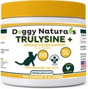 Trulysine Plus L-Lysine för katter Immune Support Oral Powder 8oz / 226g - Katter och kattungar av all ålder, Sneezing, Runny Nose Squinting, Watery Eyes Chicken Liver Flavor (USA) (226 Grams (900mg / Scoop))