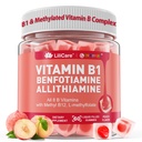B1-vitamiini ja B-vitamiinikompleksigummit - kaikki B-vitamiinit, benfotiamiini, tiamiini ja inositoli, metyloitu B1 B2 B6 monivitamiinit, L-metyylifolaatti, hermojen kognitioenergian metyyli B12, 60 Ct