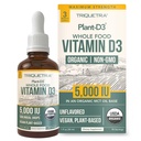 Kasvi-D3 Orgaaninen D3 5000 IU - Vegan, Max vahvuus Alalinguaalinen neste D3 Drops - 200% suurempi Imeytyminen - 100% Plant-Based Kolekalsiferoli Form - Säädettävä annostus kaikenikäisille (1oz Liquid)
