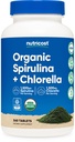 Nutricost Organic Spirulina + Clorella (3 000 mg) 360 tablettia - USDA Organic, 1500 mg Spirulina, 1500 mg Klorella, Vegan, GMO-vapaa, gluteeniton, 60 tarjoilua