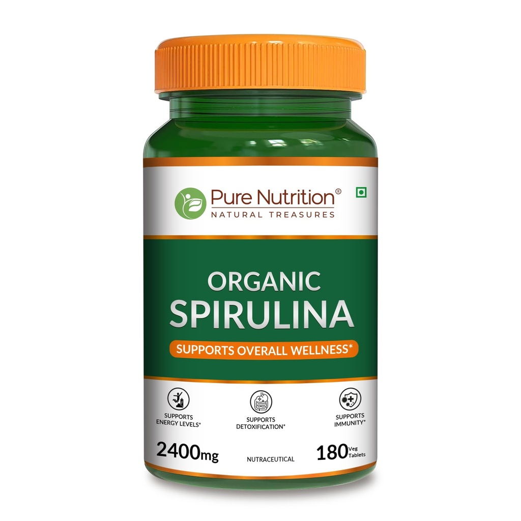 Pure Nutrition Organic Spirulina 2400 mg per Serving ... 180 Veg tablettia...