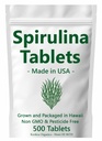 Spirulina Tabletit - Valmistettu USA - 500 tablettia - Kasvatettu Havaijilla - Ei GMO:ita ja torjunta-aineita