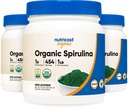 Nutricost Organic Spirulina Powder Mautonta, 1LB kontti 454 tarjoilua (3 pulloa) - Vegaani, GMO-vapaa ja gluteeniton