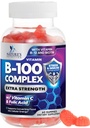 B Complex Supplement Gummies kanssa C-vitamiinia ja Foolihappoa, Extra Strength Super B-vitamiinia Gummy kanssa Niacin, B6, Folic Acid, B12, Biotin, Nature's Energy Immuuni tuki täydentää - 60 Gummies