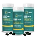 Iwi Omega-3 Essential, 90 Softgels (90 tarjoilua), Plant-Based Algae Omega 3 EPA + DHA, aivot, sydän ja immuuni tuki ravintolisä, Krill & Fish Oil Vaihtoehtoinen, Ei kalainen Jälkimaku