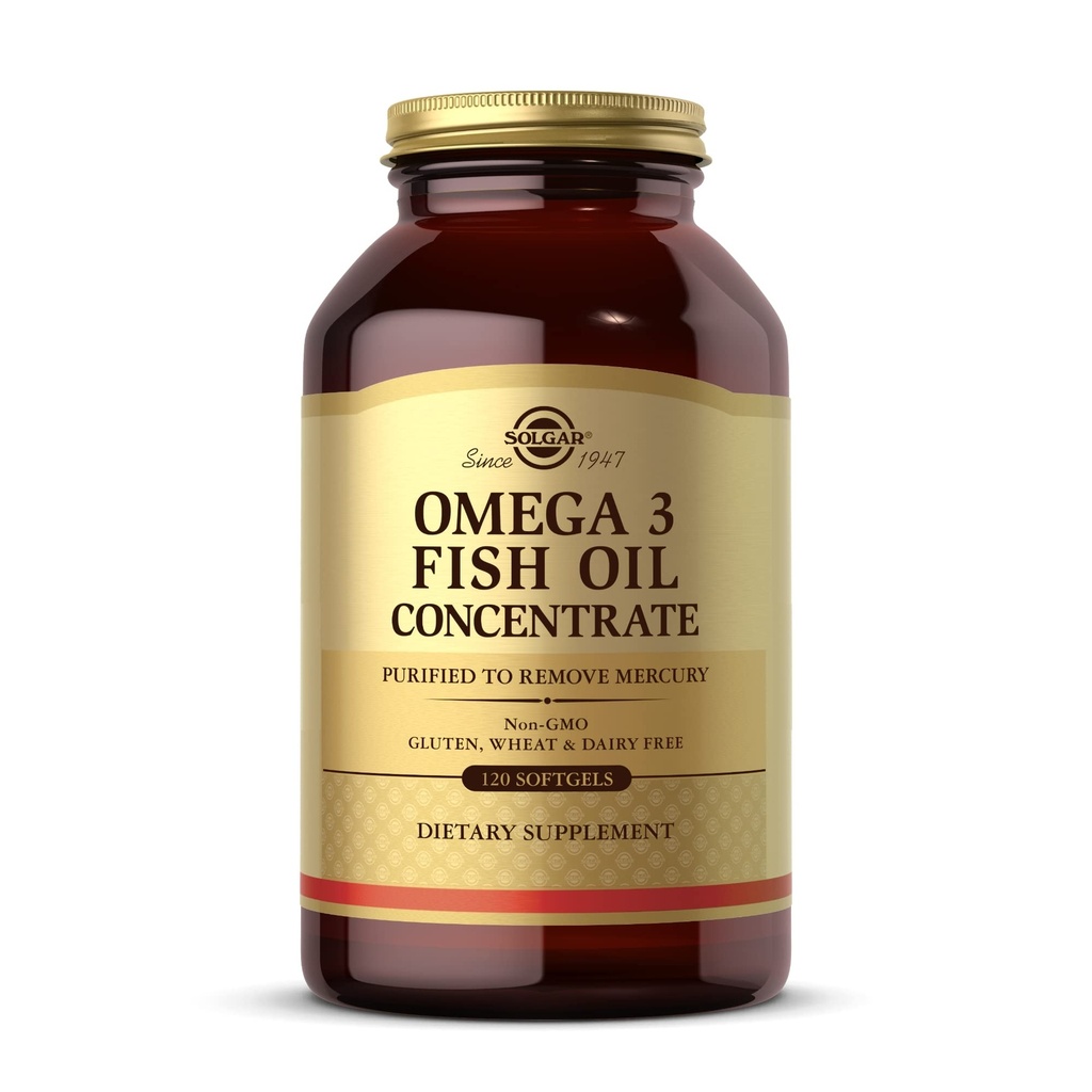 Solgar Omega-3 Fish Oil Concentrate - 120 Softgels - Support for Joint & Metabolic Health - Gluteeniton, ei-GMO, Dairy Free - 60 tarjoilua