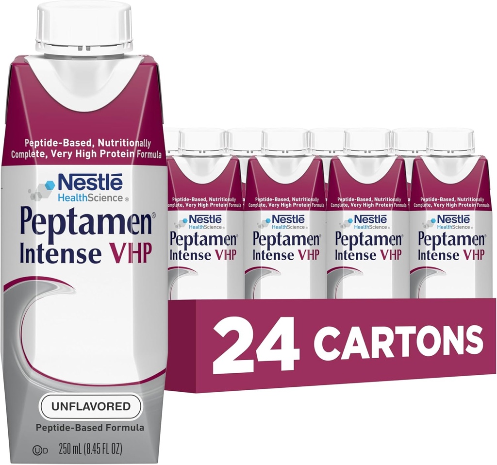 Nestle Peptamen Intense VHP Tube Feeding Formel Unflavored 250 mL Carton 24 Ct
