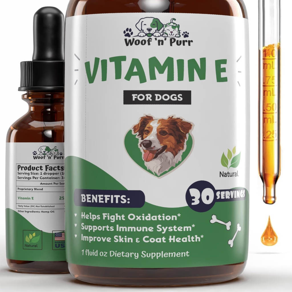 Vitamin E för hundar - Vitamin E Dog - Vitamin E för hund - Dog Vitamin E - Vitamin E Canine - Vitamin E Supplement för hundar - Vitamin E Oil Dog - Dog Vitamins - Dog Immune Support - 1 fl oz