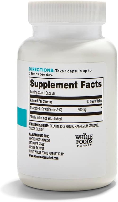 365 av Whole Foods Market, N-Acetyl L-Cysteine 500 MG, 100 Count (Pack of 2)