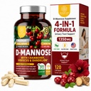Number 1 Nutrition Premium D Mannose Supplement for Women and Men [Max Strength, 1350MG] Luonnollinen D-Mannose with Cranberry, Hibiscus and Dandelion for Unthian Tract Health, 120 kreivi