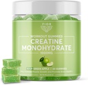 FIOR Creatine Gummy - paras Creatine Monohydraatti purutabletti, 60 kreivi, harjoitus- ja proteiinilisä, kognitiivinen lisälaite, hapan vihreä omena maku, 30 tarjoilua