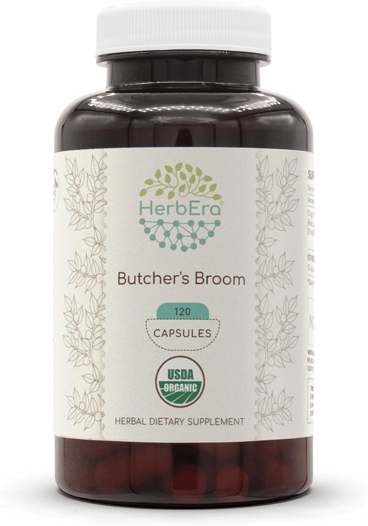 HerberEra Butcherin luuta USDA Organic 120 kapselia ... Luonnollinen yrttituote...