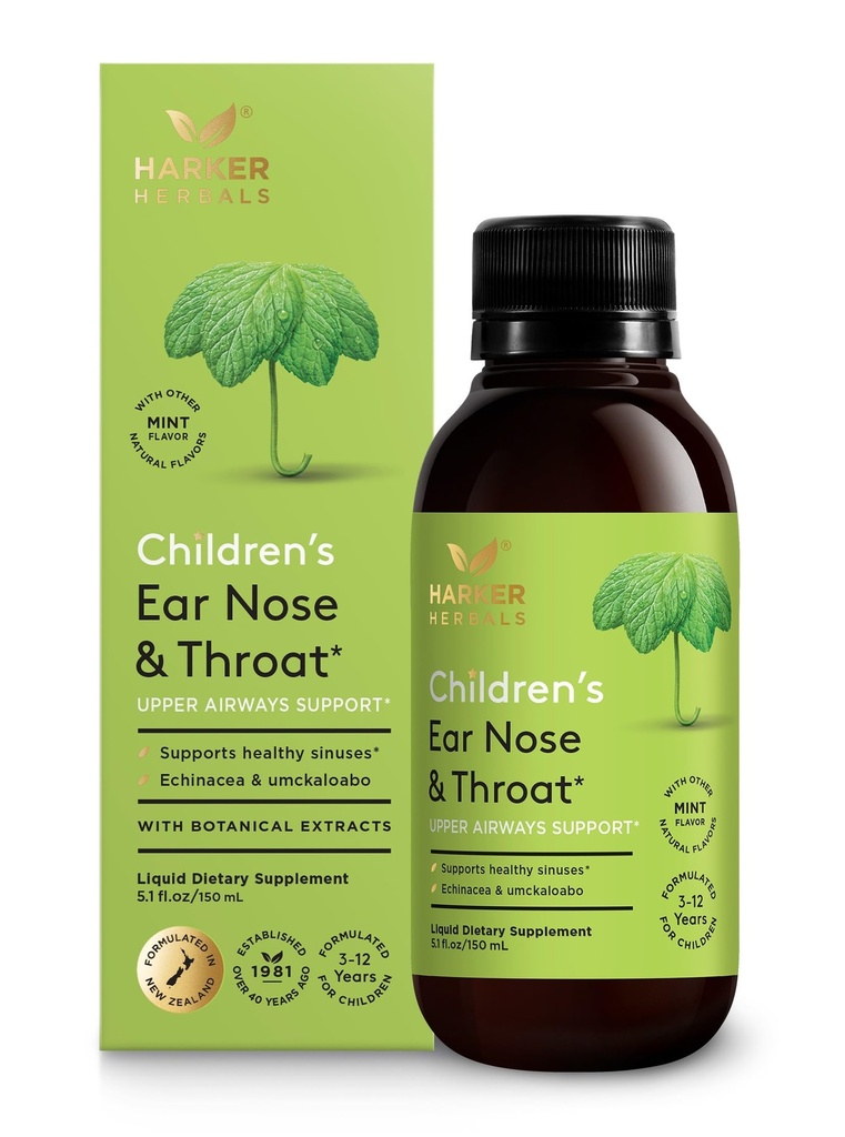 Barnens öronnäsa och hals Syrup, Herbal Formel för Sinuses & Seasonal Wellness Inkluderar Echinacea, Pelargonium & Elderflower, Plant-Based - 5.1 Fl oz (30 portioner)