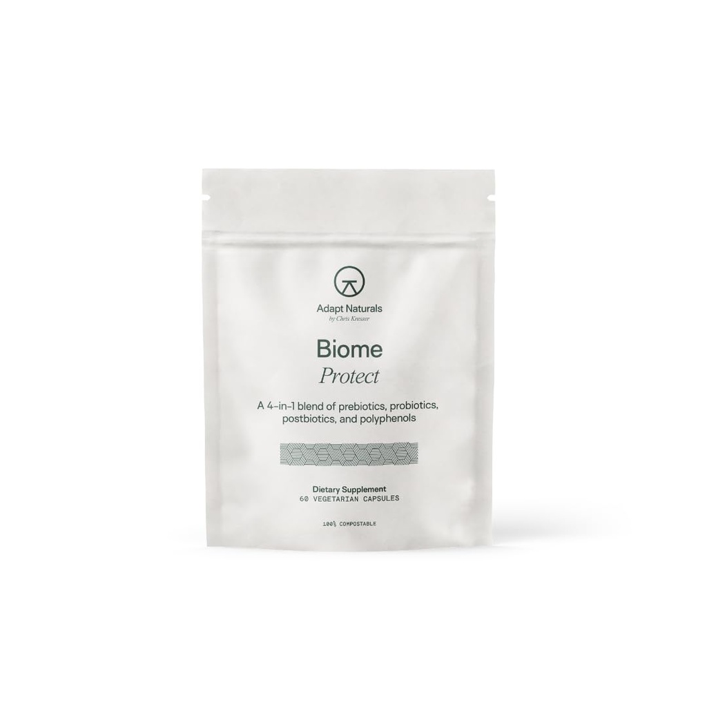 Adapt Naturals 4-i-1 Biome Protect Prebiotics, Probiotics Supplement Postbiotics & Polyphenols för Microbiome, Gut Health & Defense för kvinnor och män, 30 Day Supply