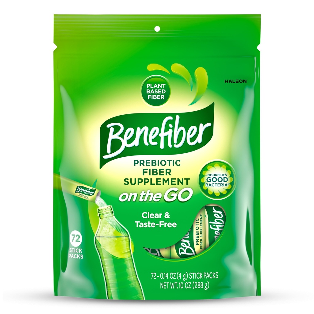 Benefiber på Go Prebiotic Fiber Supplement Powder för Digestive Health, Daily Fiber, Unflavored - 72 Sticks