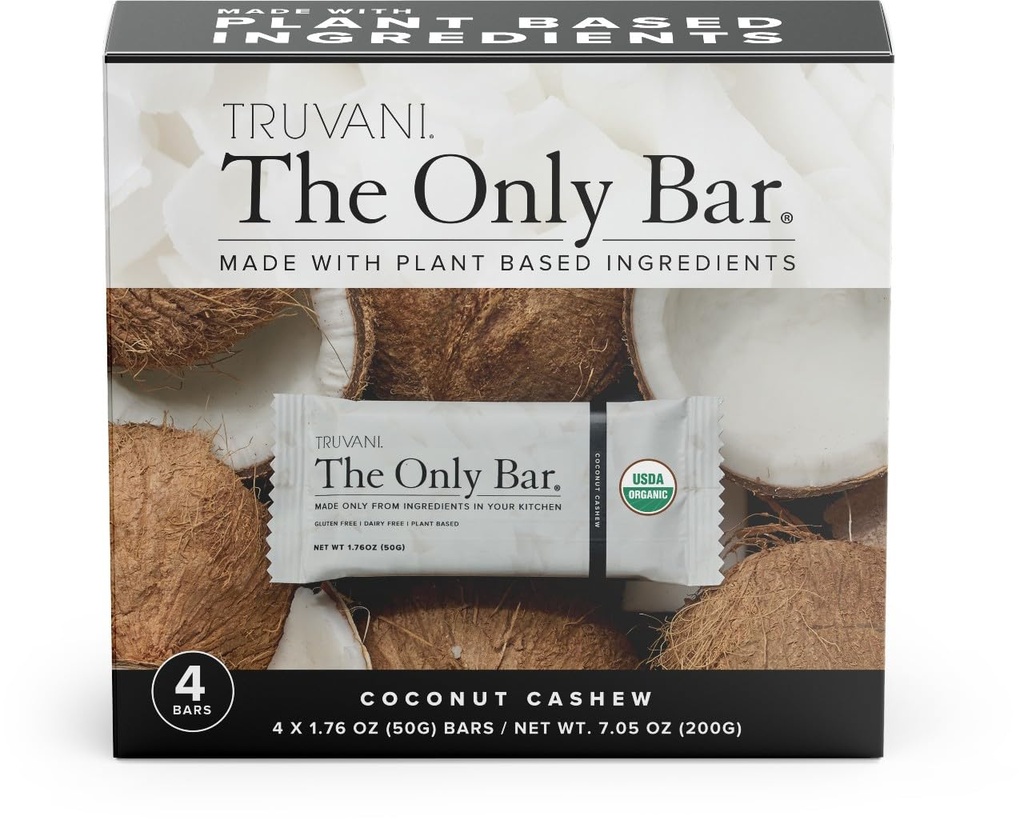 Truvani Plant Based Välipalat Coconut Cashew 4 Pack ... 5g proteiinia... USDA Organic and Vegan...