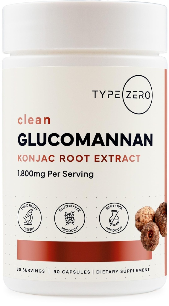 Tyyppi Zero Clean Glucomannan Konjac Root Extract (90 kapselia)(1,800 MG Per Serving) - 30 Tarjoilut, ei-GMO, Gluteenittomat