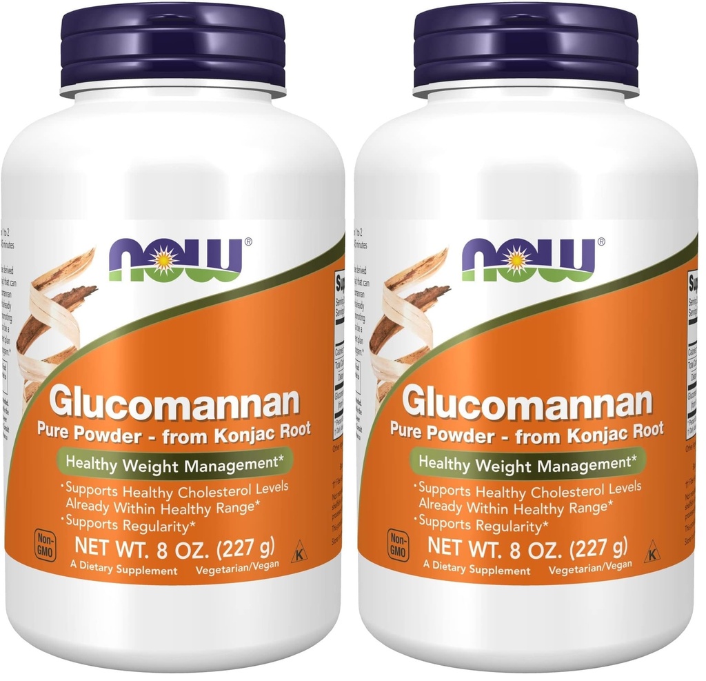 NYT Ruokalisät,Glucomannan (Amorphophallus konjac) Puhdas jauhe,Tukee Säännöllisyys*, Terveellinen painonhallinta*,8 Ounce,(Pakkaus 2)