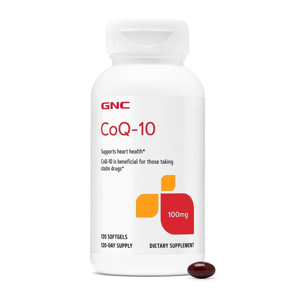 GNC CoQ-10 100mg - Heart Health & Cellular Energy Support Ravintolisä - Antioksidantti terveelle sydän- ja verisuonijärjestelmälle - Helppo niellä Softgels - Gluteeniton - 120
