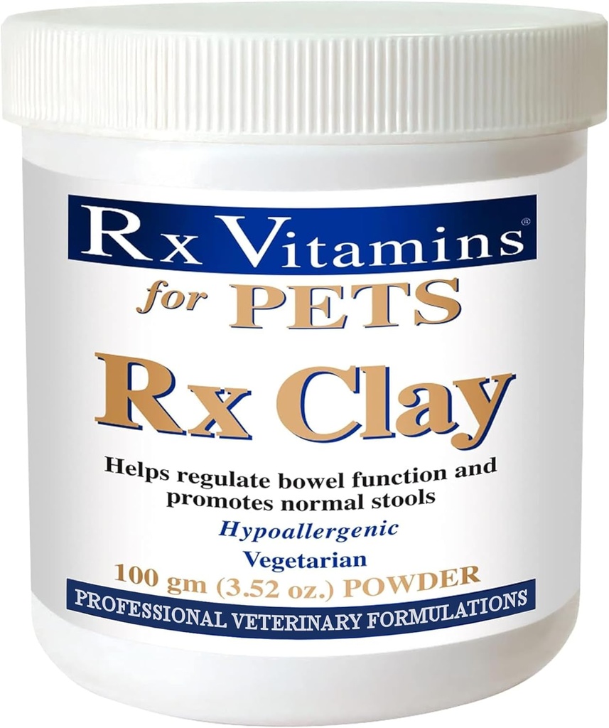 Rx Vitamins Rx Clay Powder för husdjur - Anti Gas & Anti Diarré för hundar och katter - Pet Digestive Health & Stool Support - Cat & Dog Supplement för Elimination - 3,52 oz.