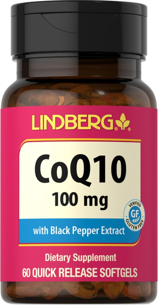 Lindberg CoQ10 100mg Softgels ... 60 Coenzyme Q10 Supplement for women and men...