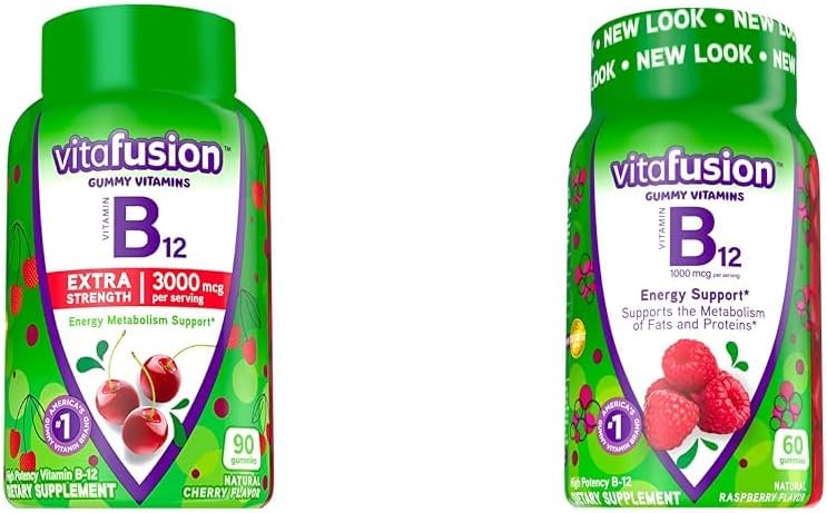 Vitamiini B12 Gummy Vitamiinit energian aineenvaihdunta tukea, kirsikka ja vadelma maustettu, Amerikka...