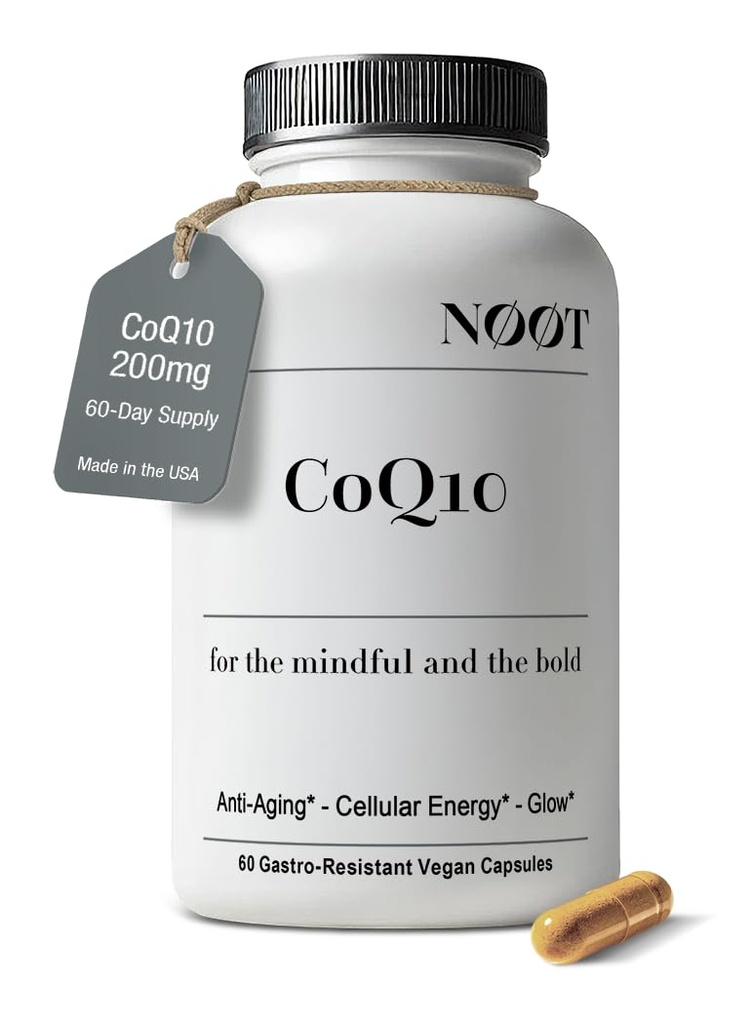 NOOT CoQ10 200mg - korkea absorptio-koentsyymi-Q10, antioksidantti sydämen ja kognitiivisen terveyden ja immunosupport, energian tuotanto, Ubikinoni, Vegan, Coq 10 täydentää, nootrooppinen, 60 kapselia