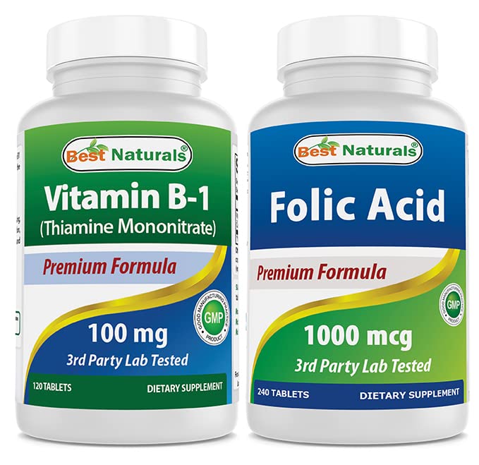 Paras luonnon B1-vitamiini tiamiinimononitraattina 100 mg & Foolihappo 1000 mikrog