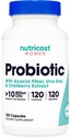 Nutricost Probiotic för kvinnor 10 miljarder CFU, 120 kapslar - Komplex med Acacia Fiber, Uva Ursi & Cranberry Extract, Non-GMO & Gluten Free
