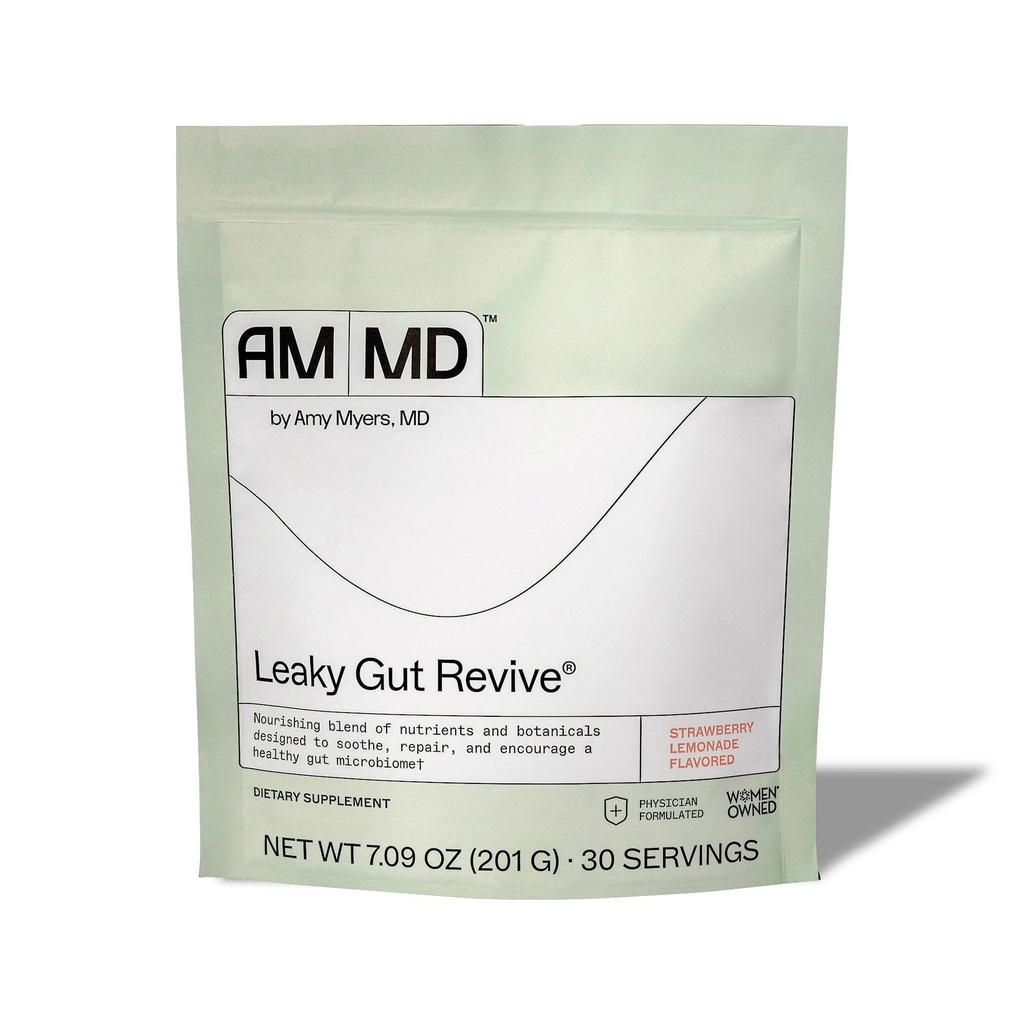 Amy Myers MD Leaky Gut Revive - Gluteeniton & ei-deiry - Kasvitieteellinen sekoitus terveelle Gut Support - GI terveystuki prebioottikuitua - mansikkasitruunaa, 7.09 oz (30 tarjoilua)