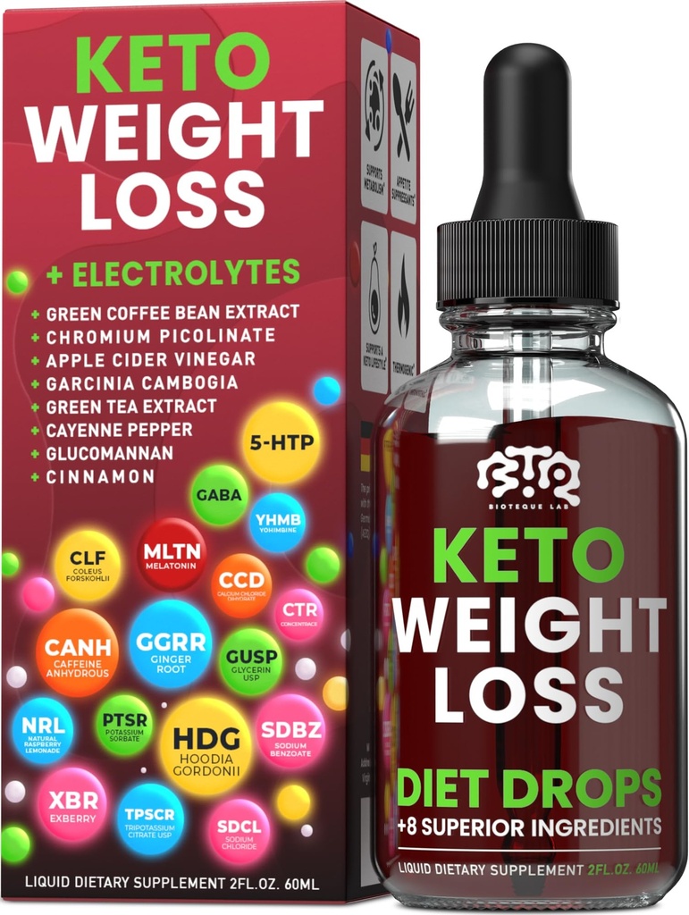 Keto laihtuminen Diet Drops, Natural ruokahalua Suppressant, Fat Burner naisille ja miehille omena siideri, Green Coffee Bean Extract, Kaneli, Cayenne Pepper Metabolia Booster