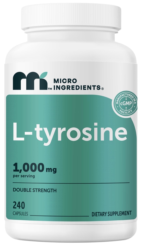 Mikro-aineet L-tyrosiini 1000 mg per annos, 240 kapselia