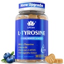L Tyrosine Focus Supplement Gummies 1100mg aikuisille, Aivolisäkkeet muistia ja keskittyä, L-tyrosine Gummies Ashwagandha, I-Theanine rauhoittaa & mieliala - B6-vitamiinia ja B9 energia-vegan, 60ct