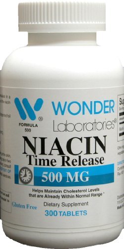 Wonder Laboratories High Potancy Time Release Niacin (Vitamin B3) 500 Mg 300 tablettia ei-GMO, gluteeniton täydennys