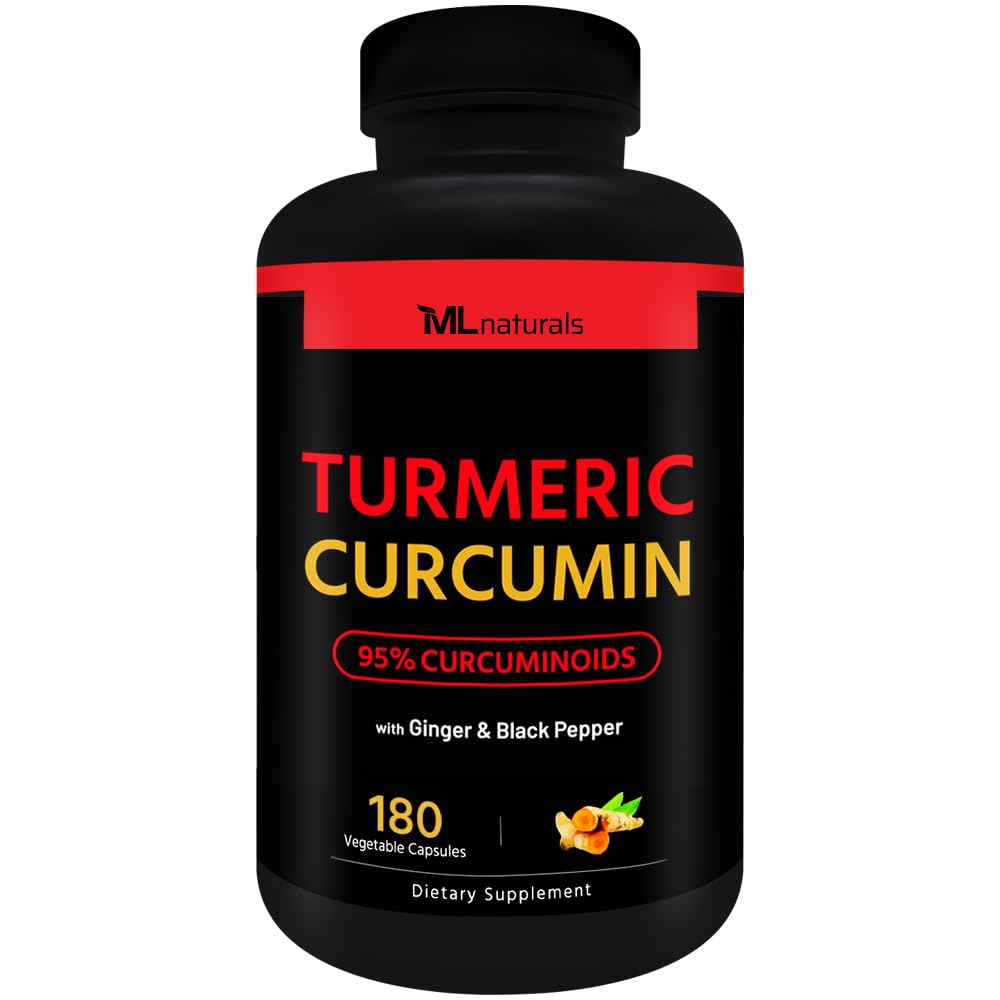 ML Naturals Organic Turmeric Curcumin ... 1 800mg, juuriuute 300mg - 120mg Organic Inkivääri & 15mg Black Pepper (Per Serving) - 180 Vihanneskapselit