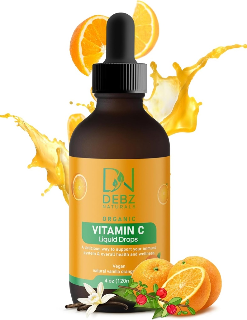 Organic Liquid C-vitamiini Drops - Immuno Support Supplement - Vegan - Made in USA - 4 oz - Kätevä - maukas