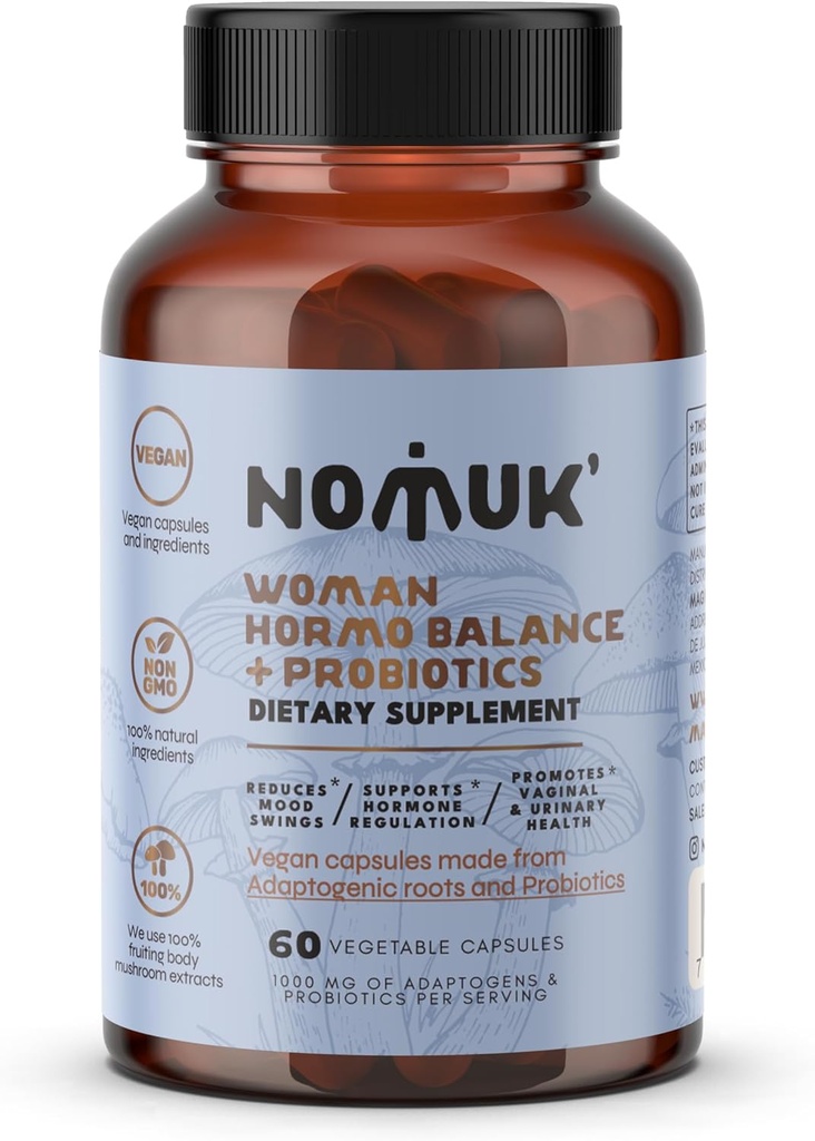 hormo Balance + probiootit naisille, ravintolisä Shatavari root, Maca Schisandra & Ginseng Extract, probiootit digestiivisille, Immuuni Health 60 kapselia