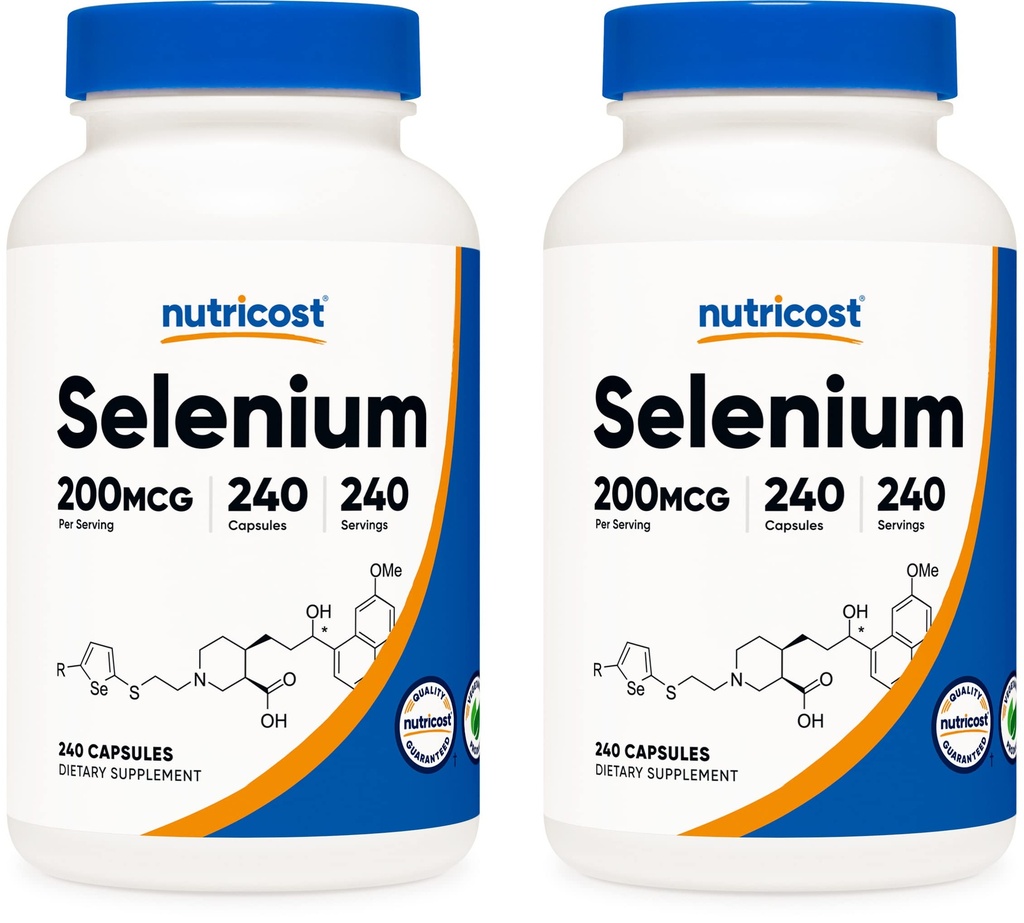Nutricost Selenium 200mcg, 240 Veggie Caps (2 pulloa) - ei-GMO, gluteeniton L-selenometioniini