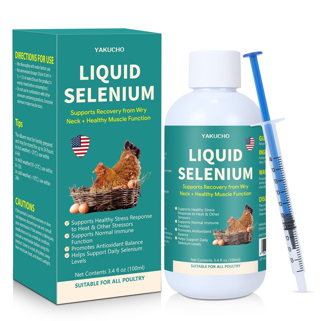 Liquid Selenium for Siipikarja tukee lihasten toiminta Stress Response Immuunitasapaino antioksidantti tuki sopii kaikille siipikarja 3.4 fl oz