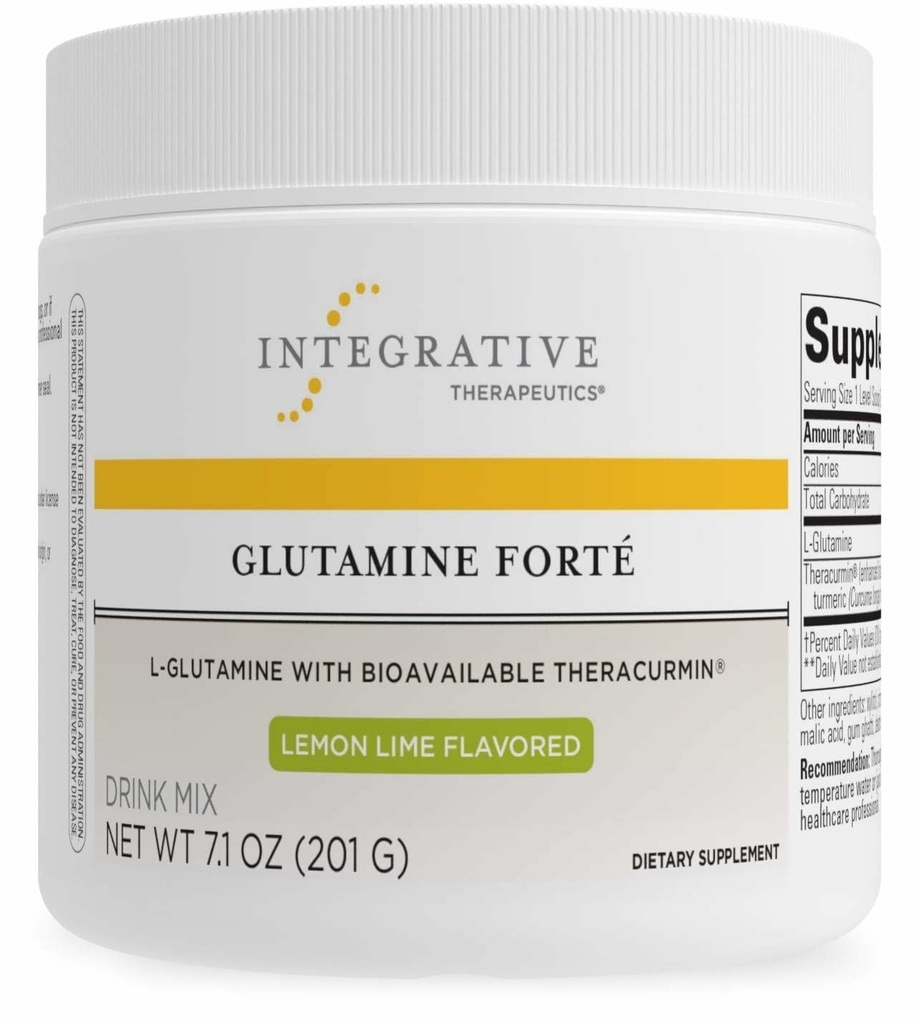 Integrativ terapeutisk glutamin Forté - Daglig hälsotillskott * - Gut Support Drink Mix * - Vegan, glutenfri och mejerifri - Lemon Lime smaksatt - 7,1 oz (30 portioner)