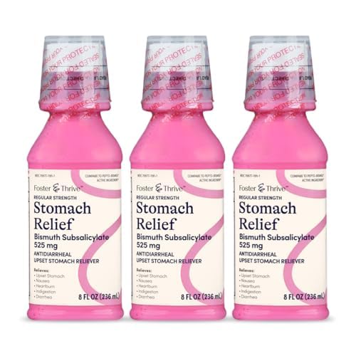Foster & Thrive Smach Relief Liquid for Pahoinvointi, närästys, ruoansulatushäiriöt, vatsavaivat, ripuli - nopea hoito 5 oireille, ripuli, vismutti subsalisylaatti 525 mg, alkuperäinen, 8 oz (pakkaus 3)