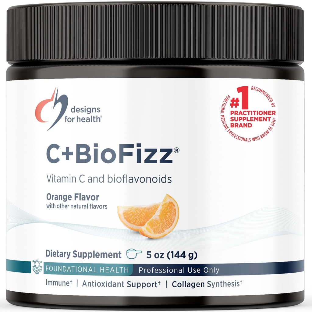 Design för Hälsa C + BioFizz Fizzy Vitamin C Drink Powder High Potency Powder med Bioflavonoider - Immun + Antioxidant Support - Vegan (36 portioner / 144g)