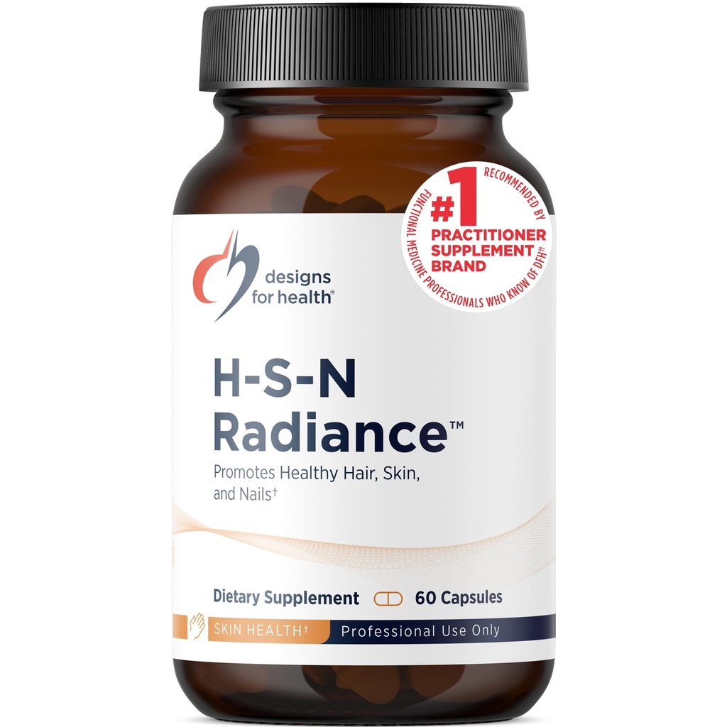 Designs for Health H-S-N Radiance - Hair Skin Nails Vitamins för kvinnor och män - Främja hälsosamt hår, hudens elasticitet och starka naglar med vitamin C, Biotin, Keratin & Botanicals (60 kapslar)